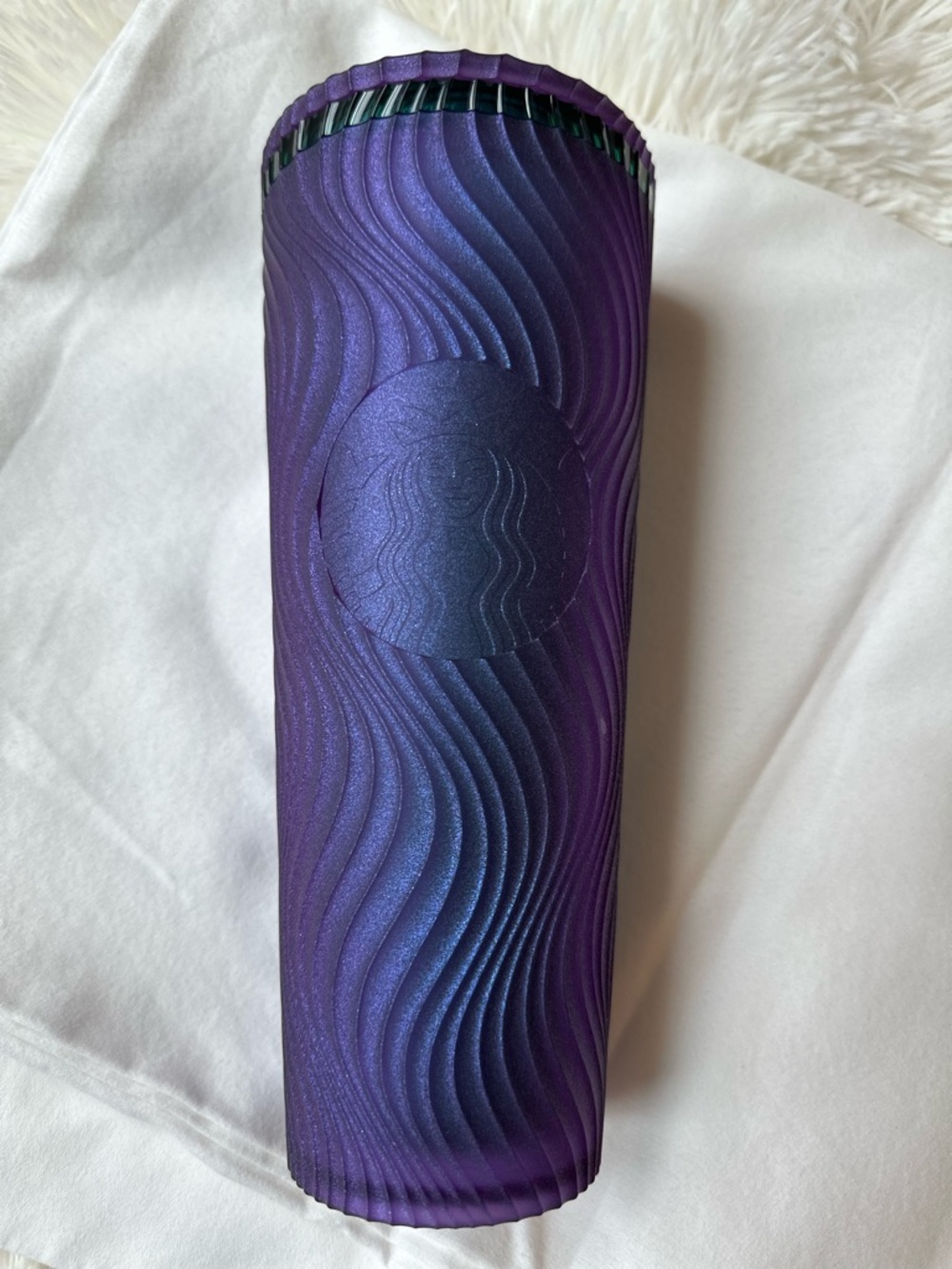 Starbucks Siren Swirl Purple Green 24 oz Venti Cold Cup Tumbler Reusable Lid